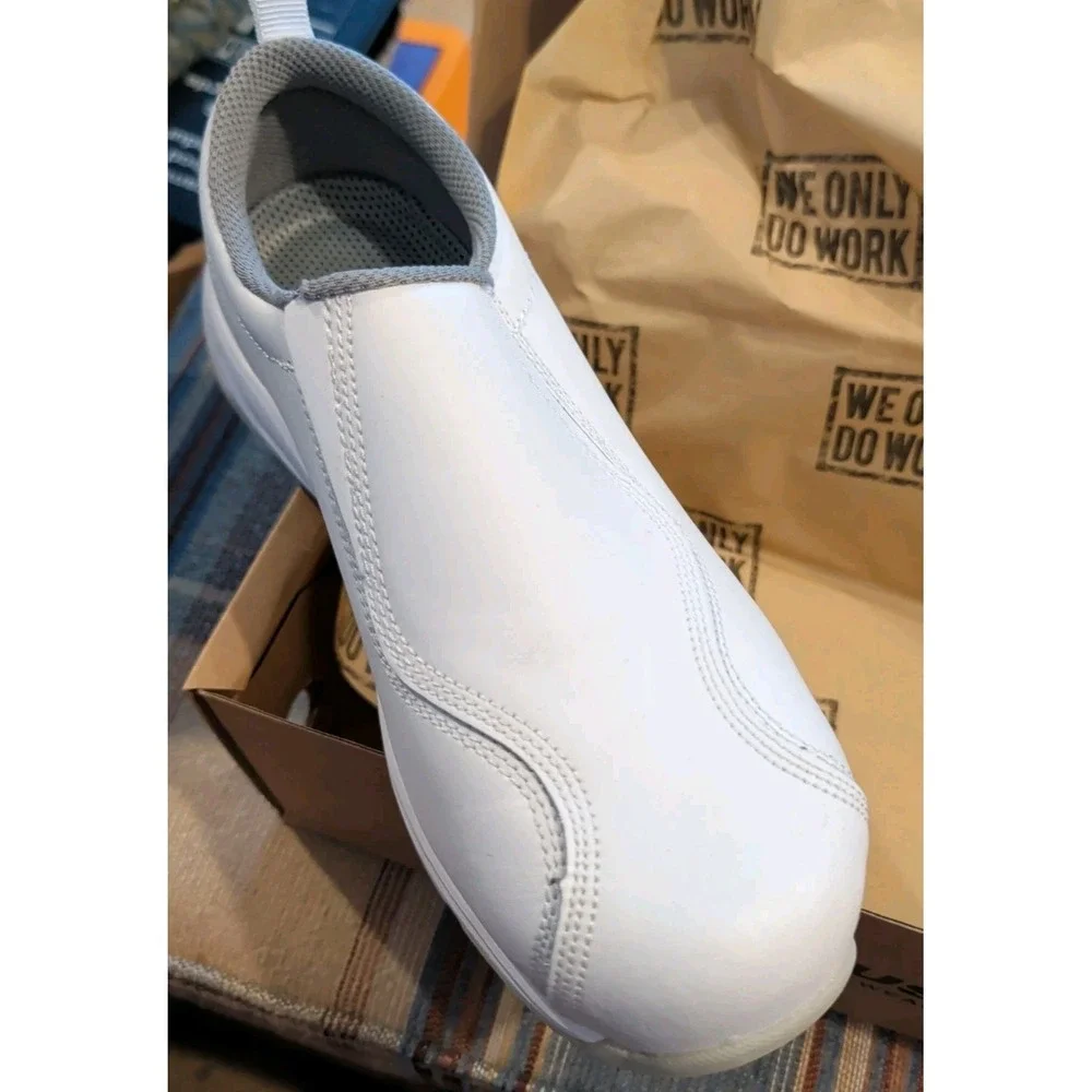 NWT Nautilus Safety Footwear Slip-On Men's White Safety Toe Work Shoes, 10 M